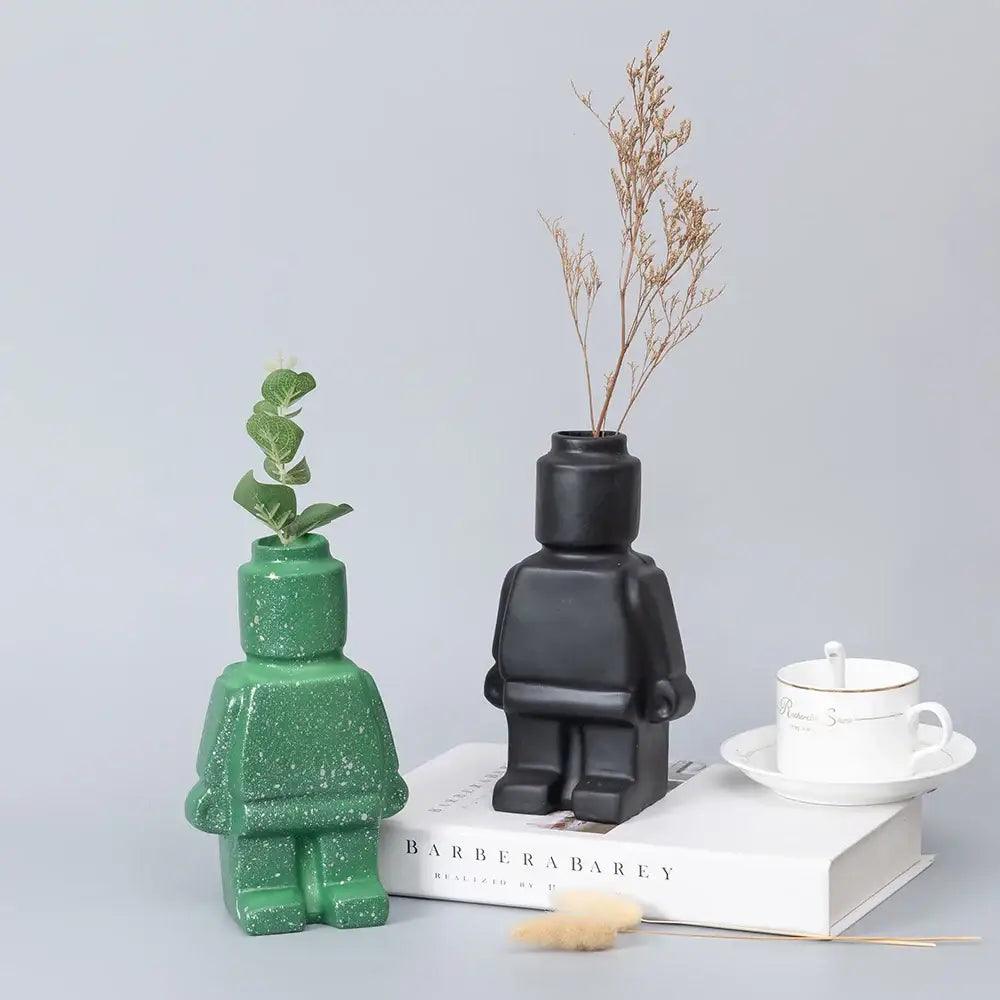 Green Ceramic Robot Vase