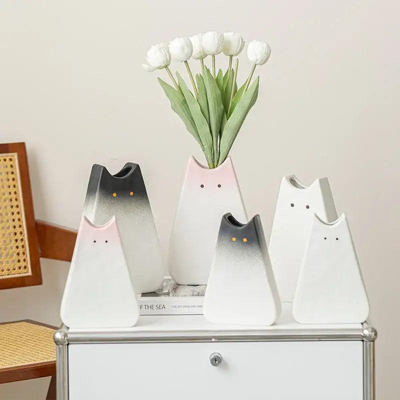 White Ceramic Cat Vase