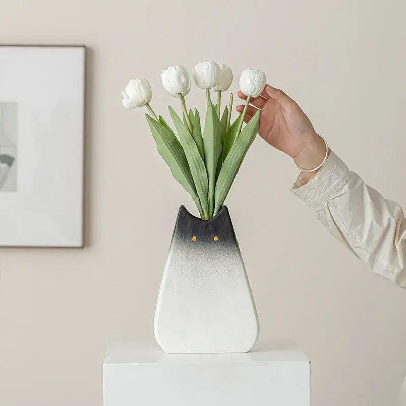 White Ceramic Cat Vase