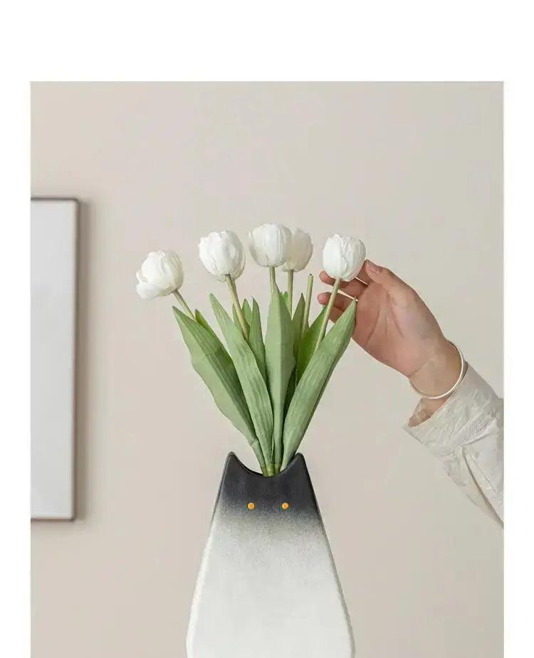 White Ceramic Cat Vase