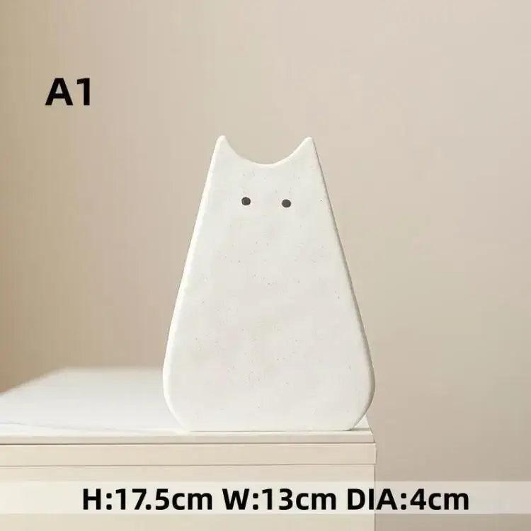 White Ceramic Cat Vase