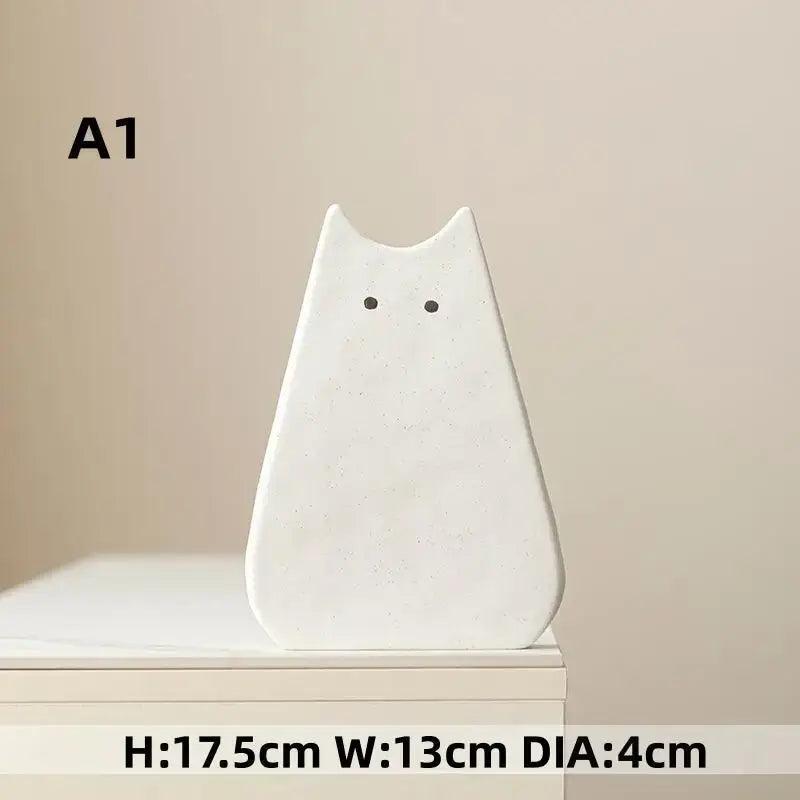 White Ceramic Cat Vase