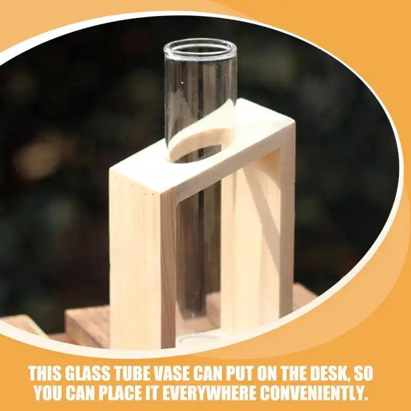 Wood Glass Test Tube Vase