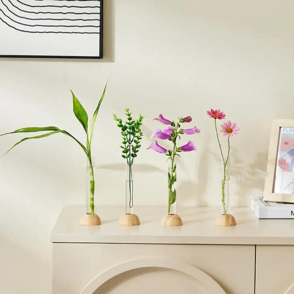 Glass Hydroponic Vase Bamboo