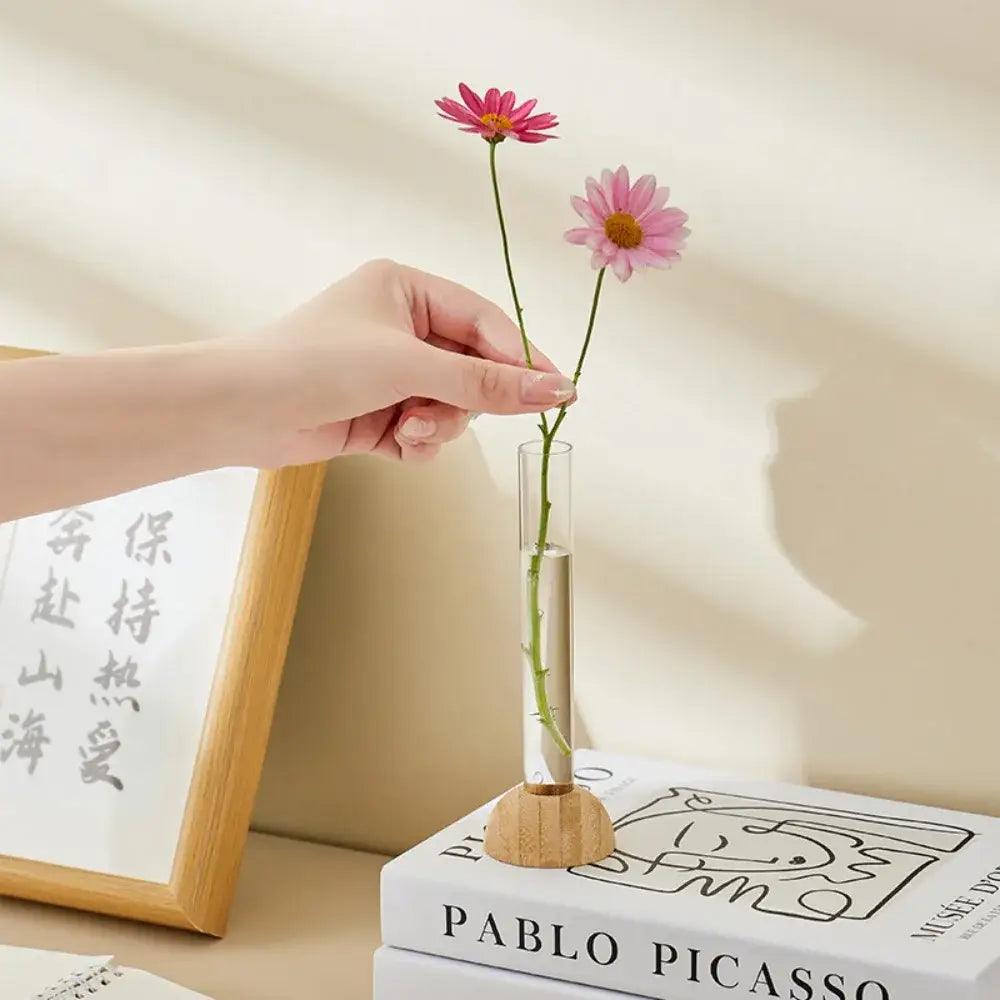 Glass Hydroponic Vase Bamboo