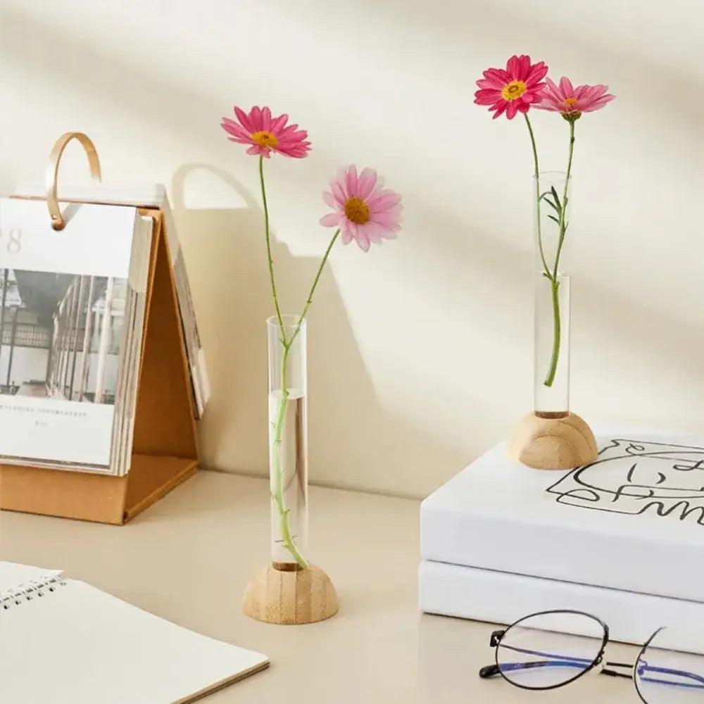 Glass Hydroponic Vase Bamboo