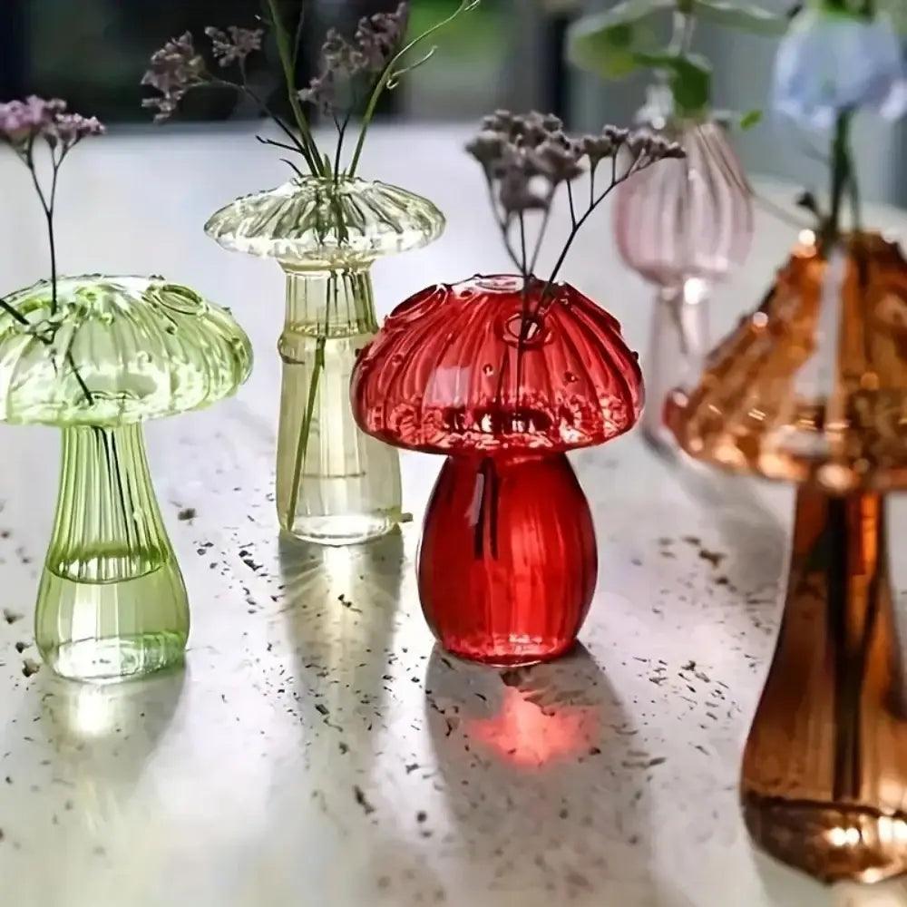 Rainbow Glass Mushroom Vase