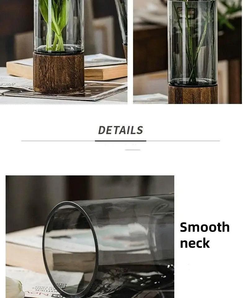 Retro Glass Wood Vase
