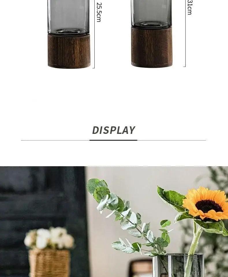Retro Glass Wood Vase