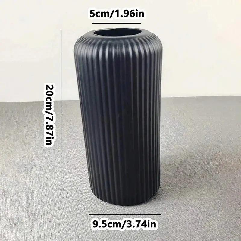 Black Striped Plastic Vase