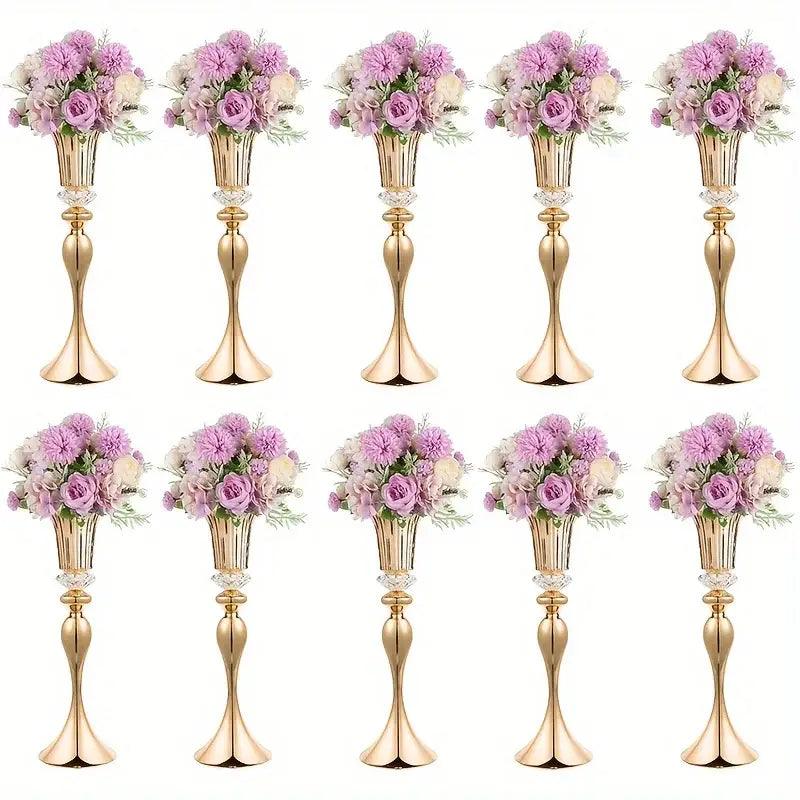 Gold Crystal Flower Stand Set