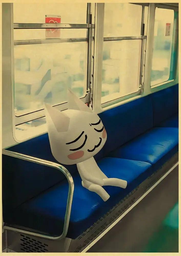 White 3D Cat Art Poster