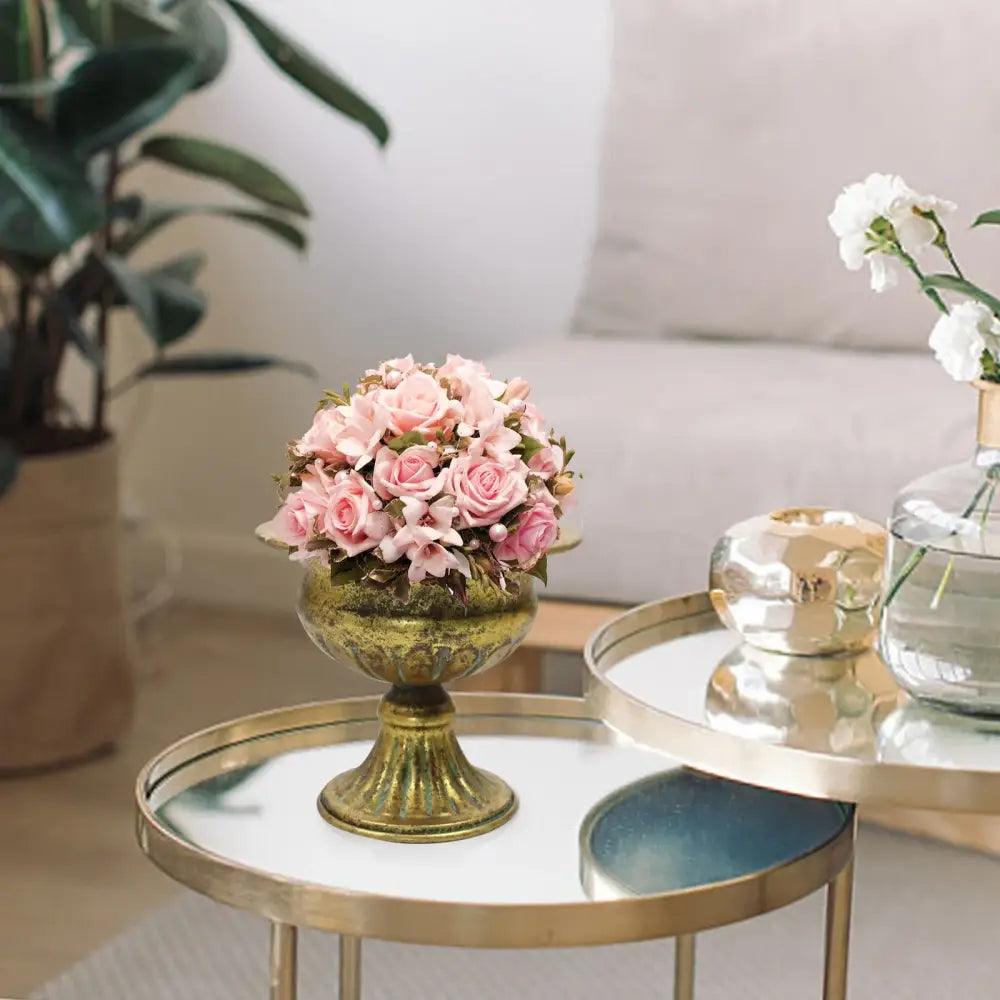 White Gold Metal Vase