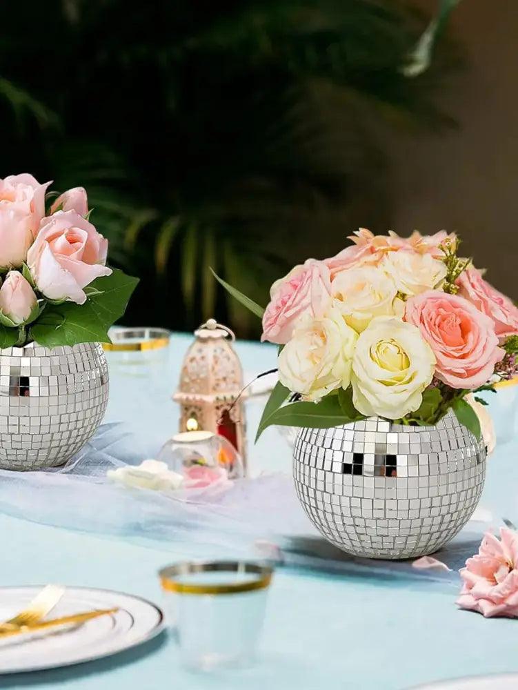 Silver Glass Round Vase