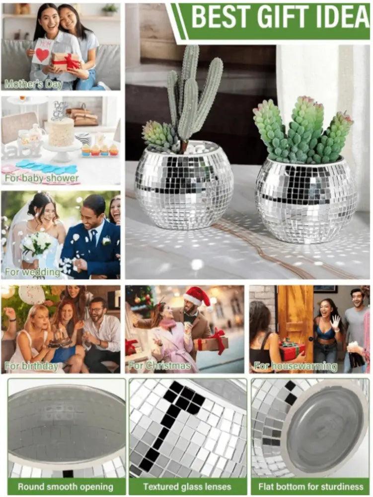 Silver Glass Round Vase