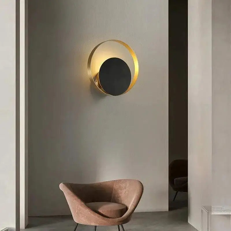 Gold Gray Circular Wall Sconce