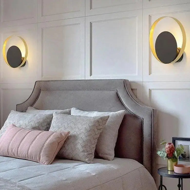 Gold Gray Circular Wall Sconce