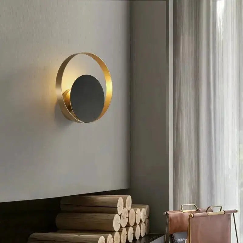 Gold Gray Circular Wall Sconce