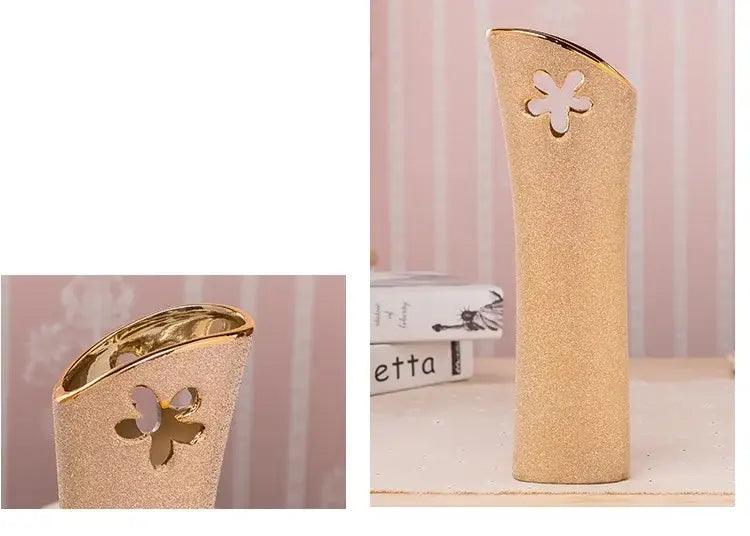 Gold Cream Ceramic Vase Set