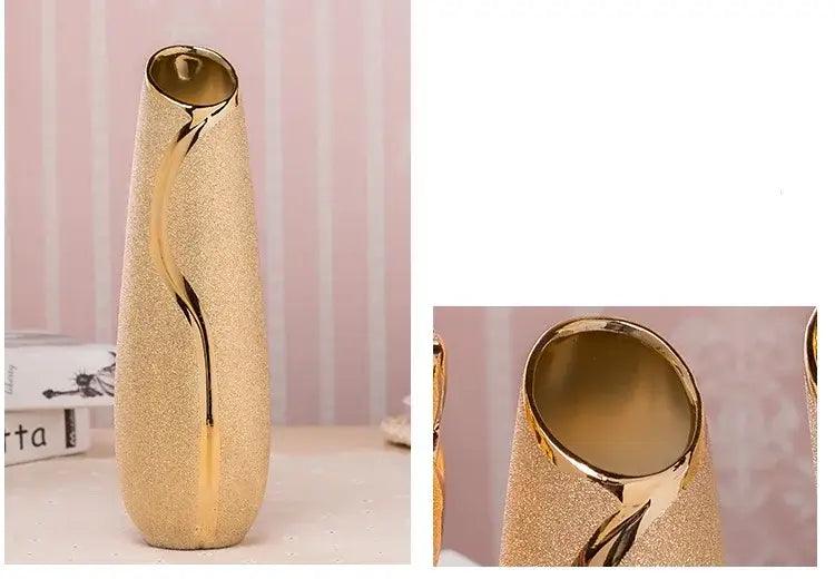 Gold Cream Ceramic Vase Set