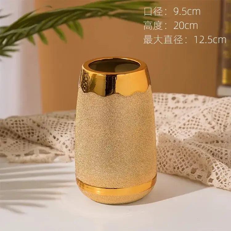 Gold Cream Ceramic Vase Set