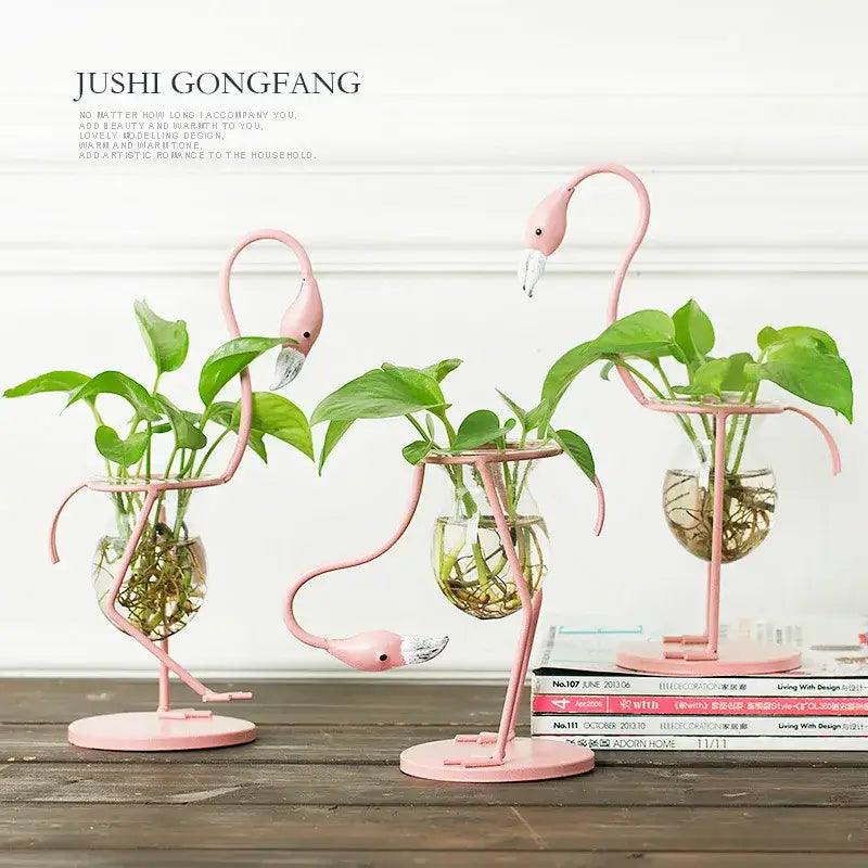 Gold Flamingo Metal Vase