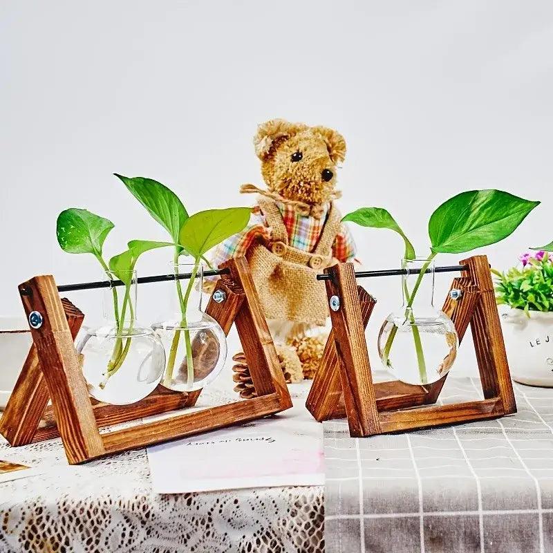 Wood Glass Propagation Vase