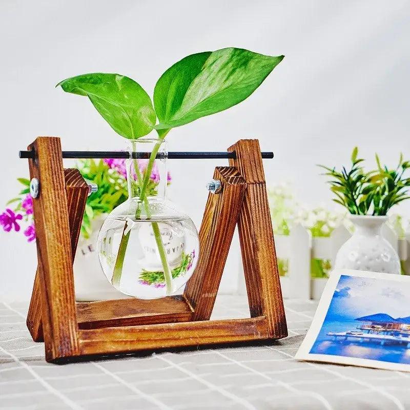 Wood Glass Propagation Vase