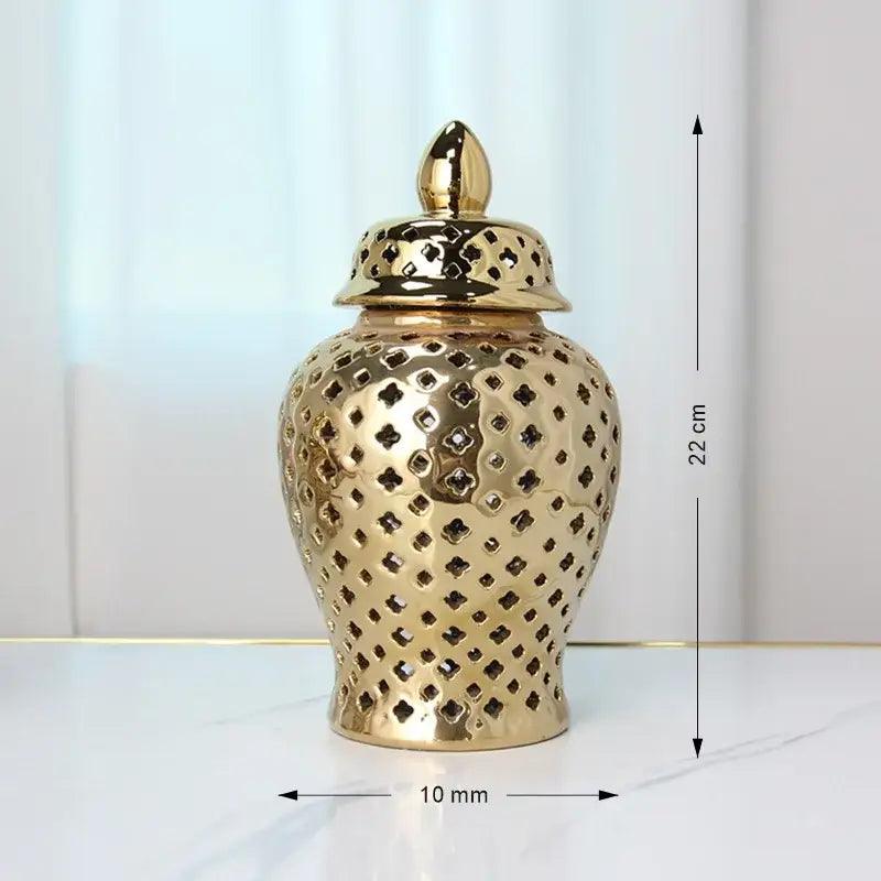 Gold Ceramic Temple Jar