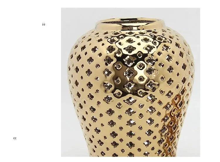 Gold Ceramic Temple Jar