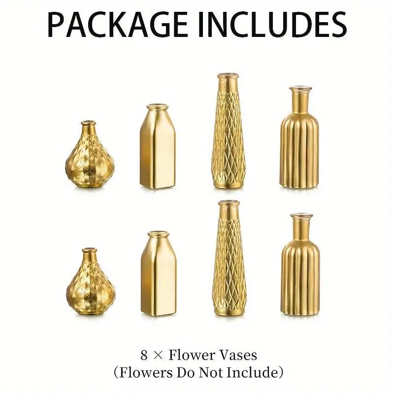 Gold Textured Glass Vase Set