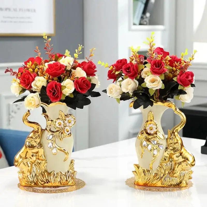 Gold Elephant Glass Vase