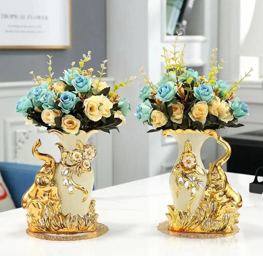 Gold Elephant Glass Vase
