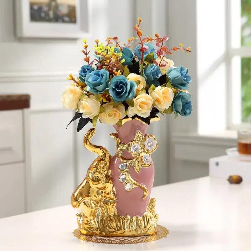 Gold Elephant Glass Vase