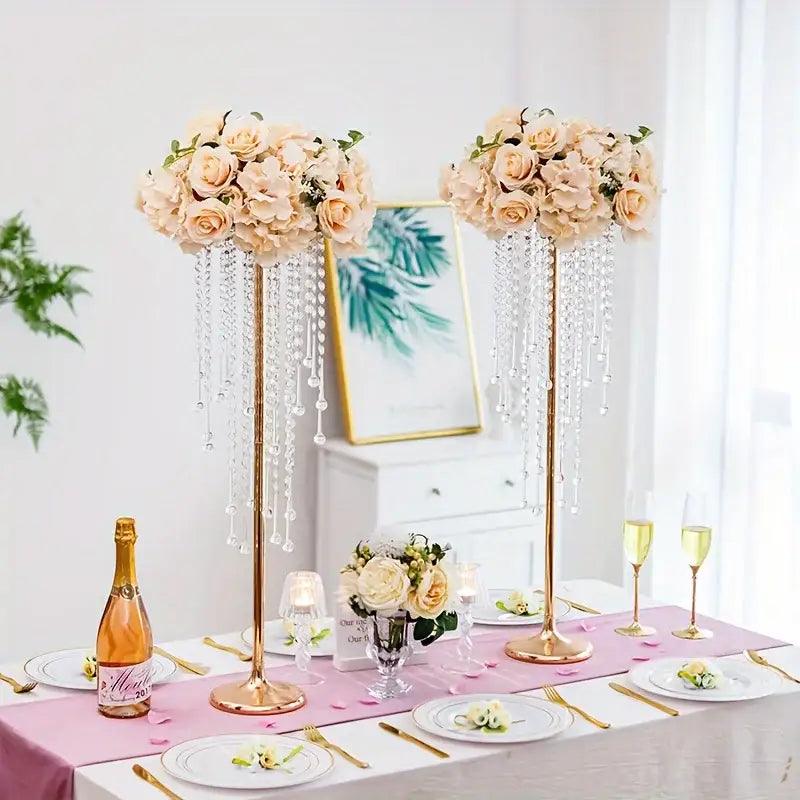 Sparkling Gold Crystal Metal Vase Set