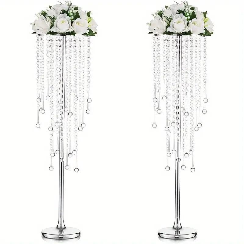 Sparkling Gold Crystal Metal Vase Set