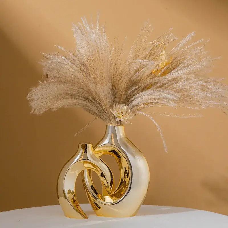 Golden Ceramic Flower Vase