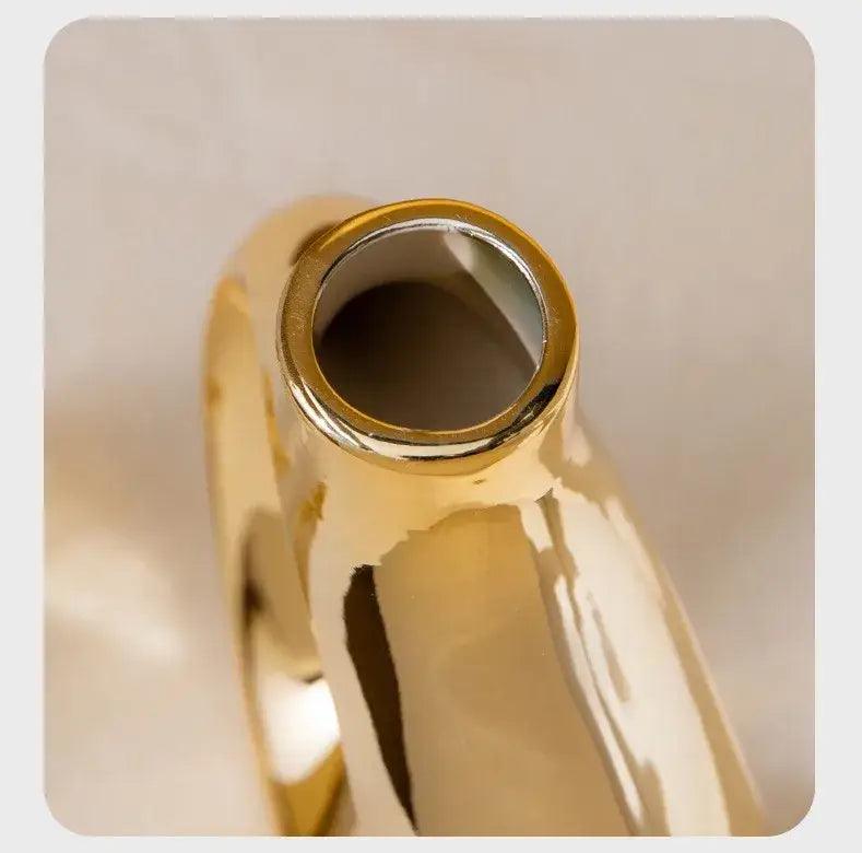Golden Ceramic Flower Vase