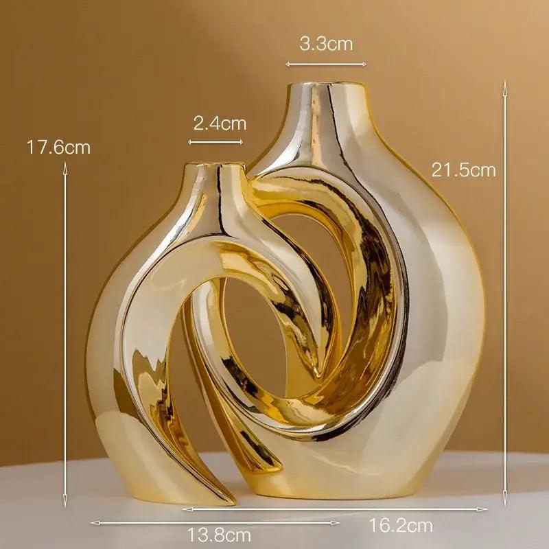 Golden Ceramic Flower Vase