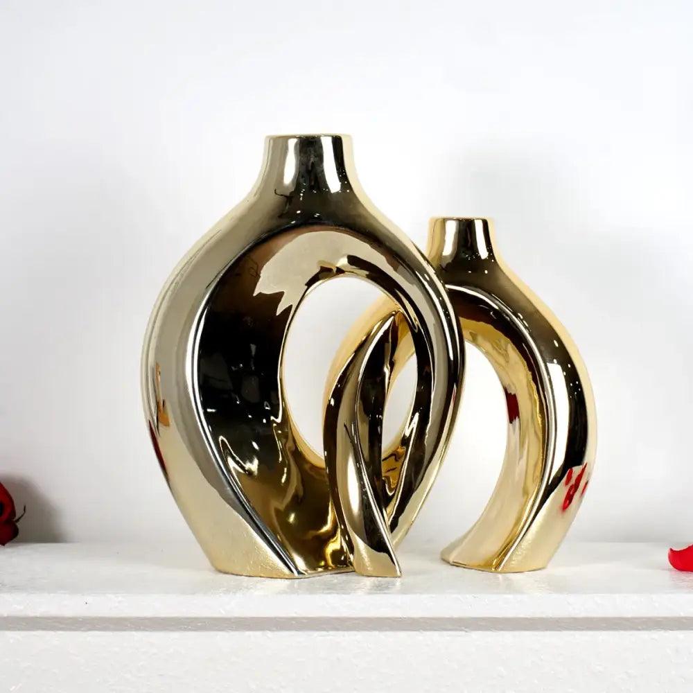 Golden Ceramic Flower Vase