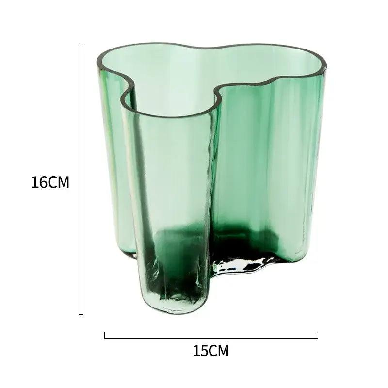 Emerald Glass Wavy Vase