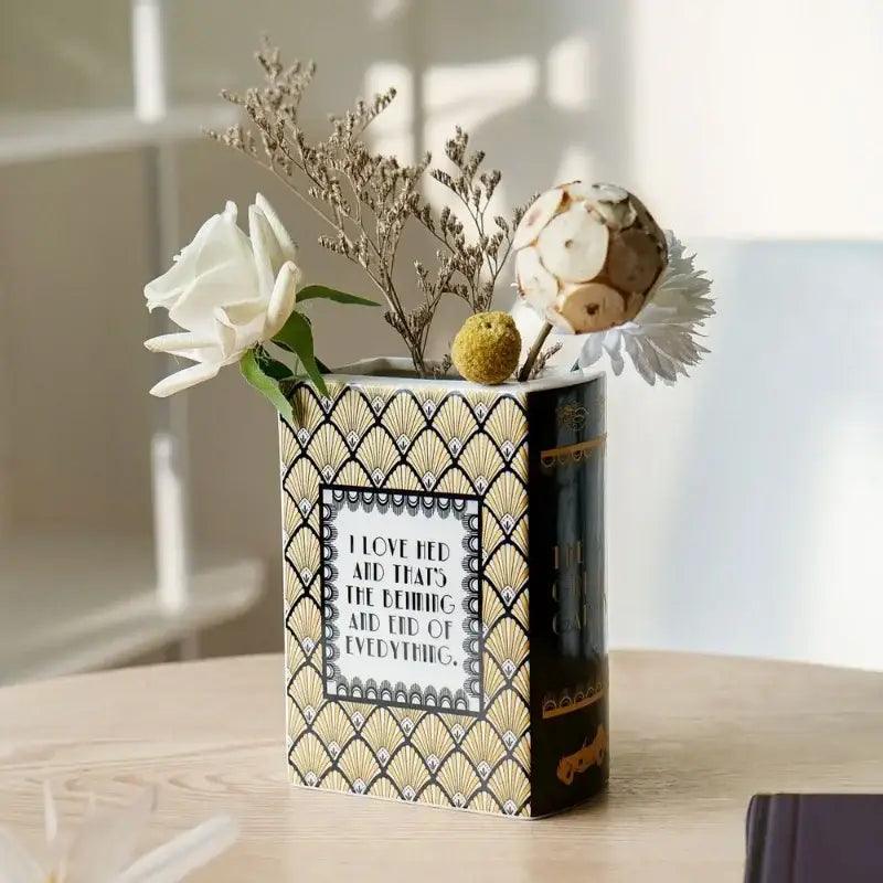 Navy Ceramic Book Vase