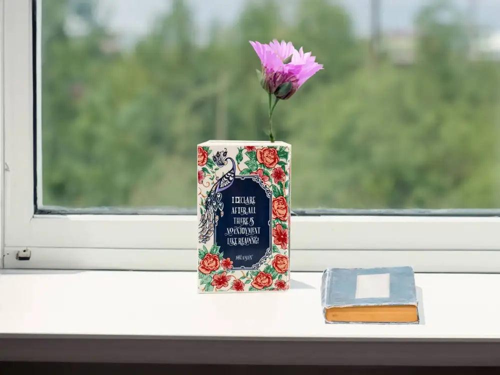 Navy Ceramic Book Vase
