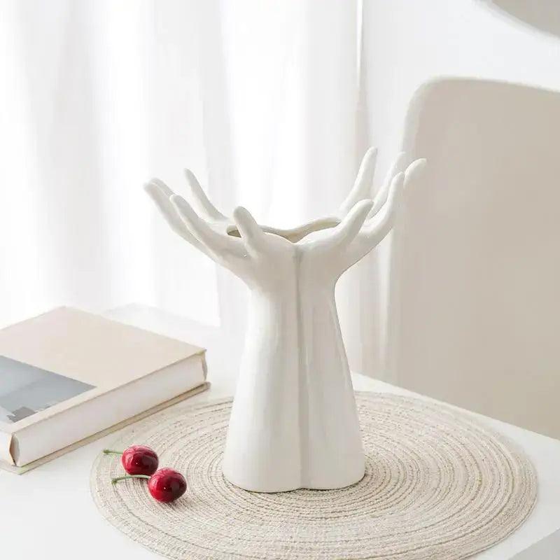 White Hand Resin Vase