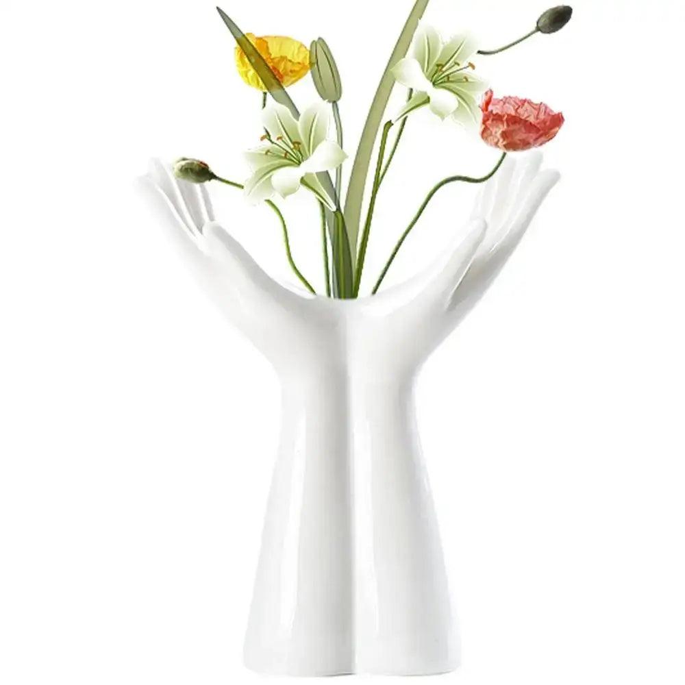 White Hand Resin Vase