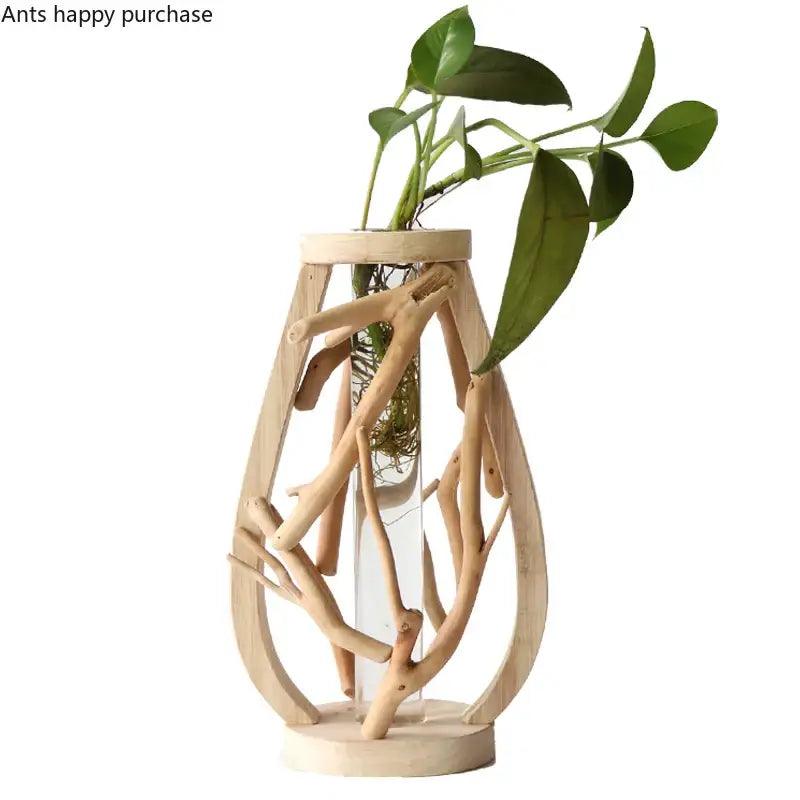 Handcrafted Wooden Glass Vase