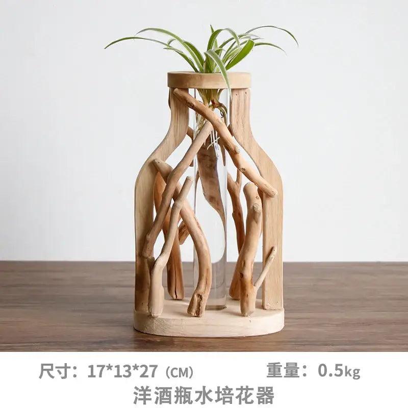 Handcrafted Wooden Glass Vase