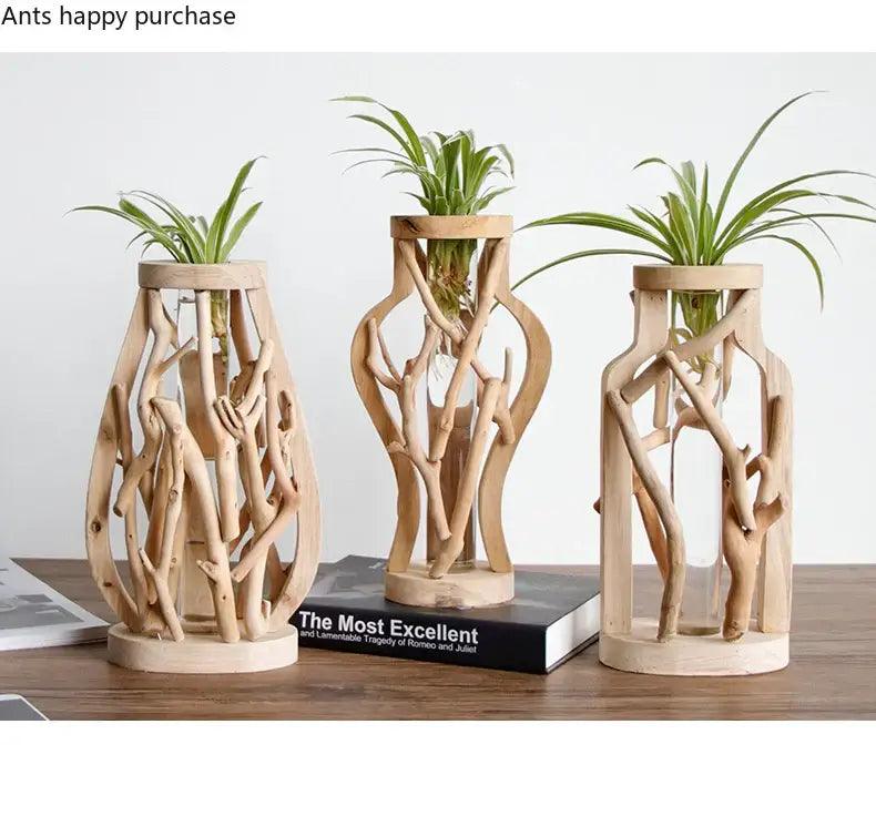 Handcrafted Wooden Glass Vase