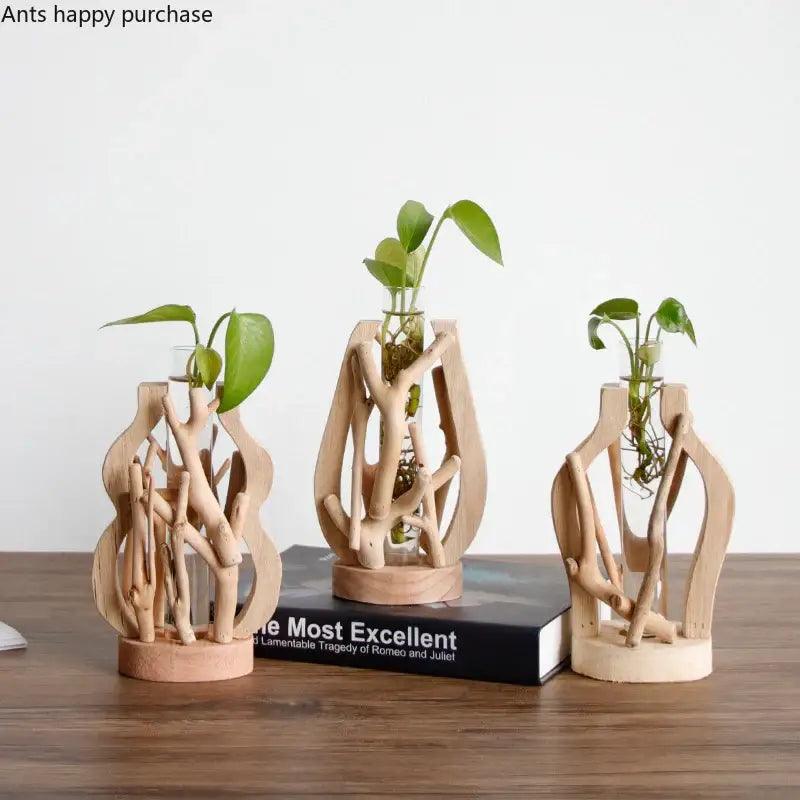 Handcrafted Wooden Glass Vase