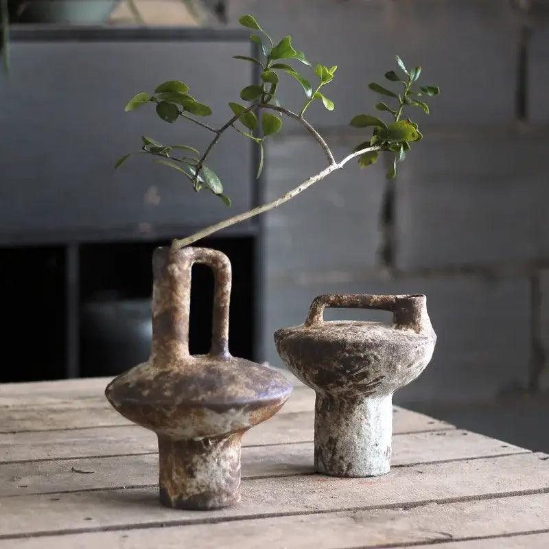 Brown Gray Ceramic Vase Set